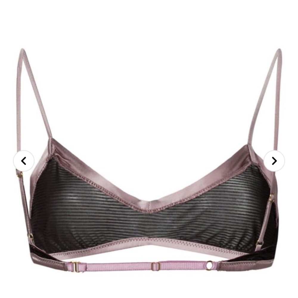 Kiki de Montparnasse Grand Intime silk bandeau bra. NWT, mauve and black